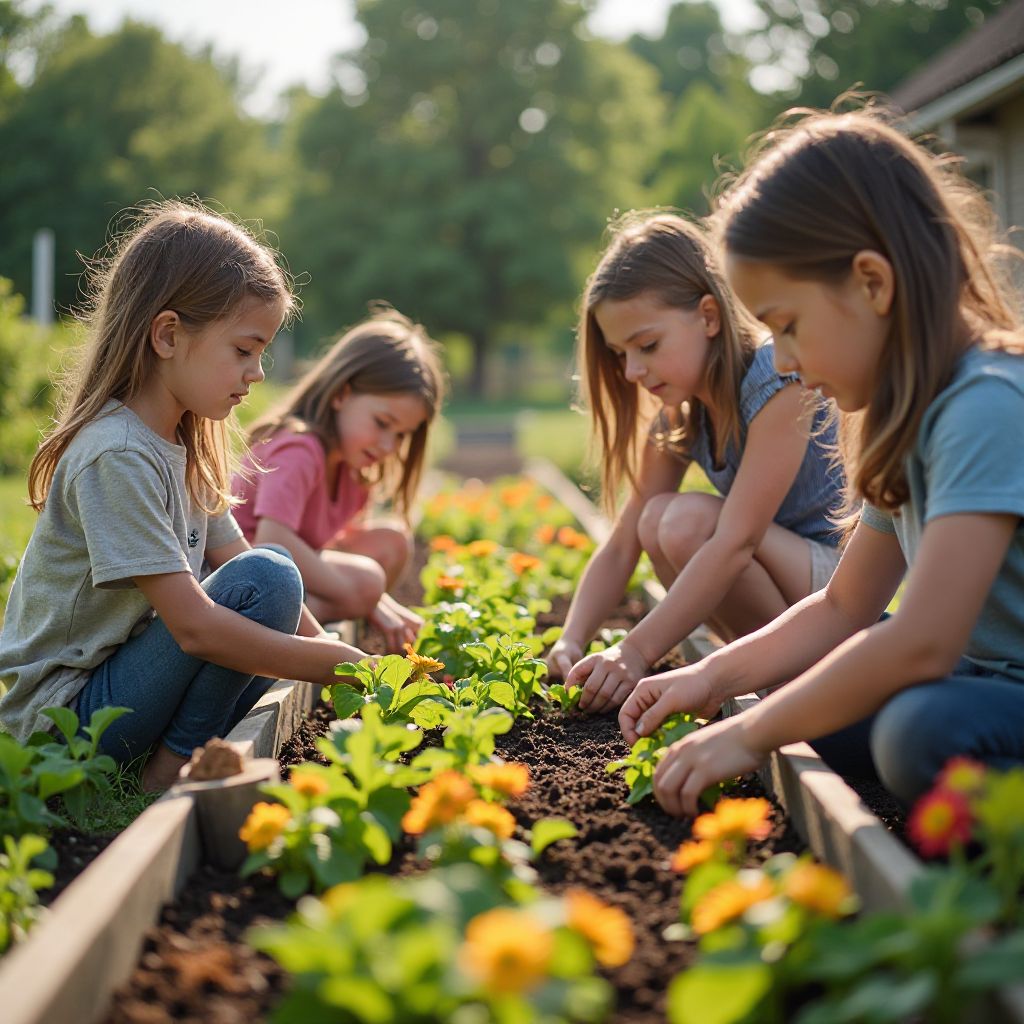 Children planting activities